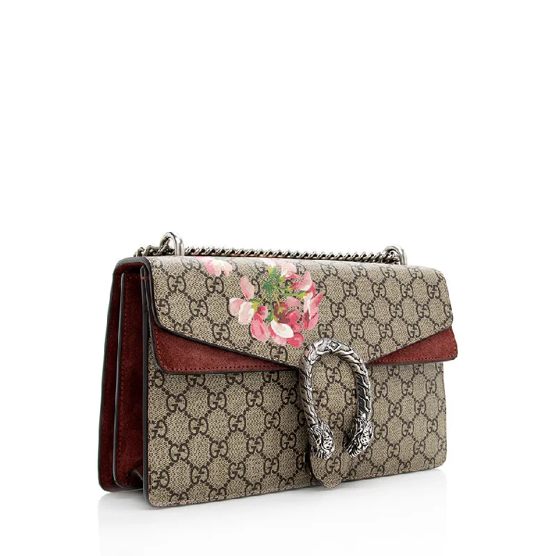 Ladies Gucci Dionysus bags with a chain - link shoulder strapGucci GG Supreme Blooms Dionysus Small Shoulder Bag (SHF-18805)