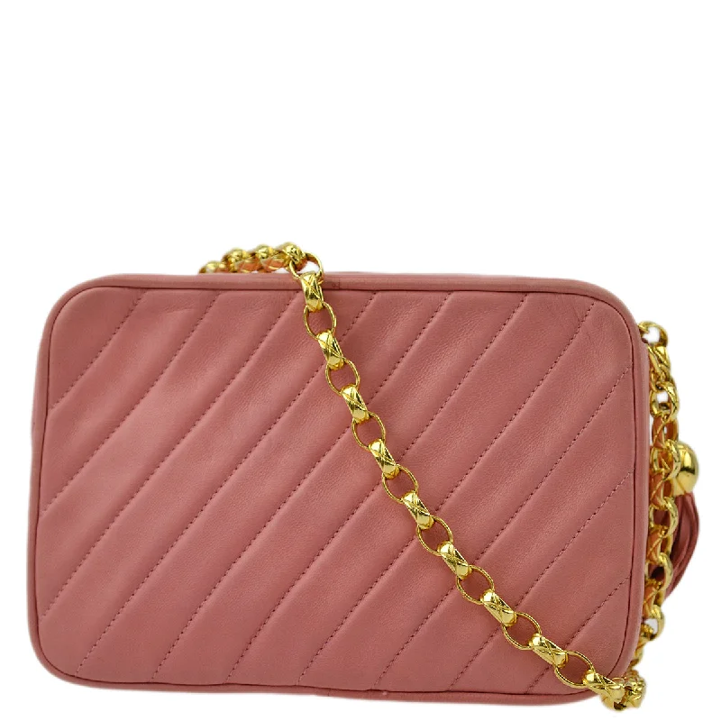 Chanel Colorful Handbag for Spring OutfitsChanel 1991-1994 Pink Lambskin Mini Diagonal Stitch Camera Bag