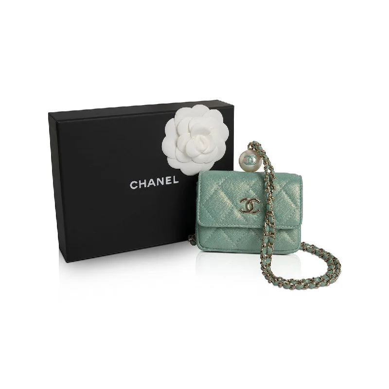 Chanel bags for women with minimalist styleCHANEL 2021 CC Pearl Coin Purse with Chain