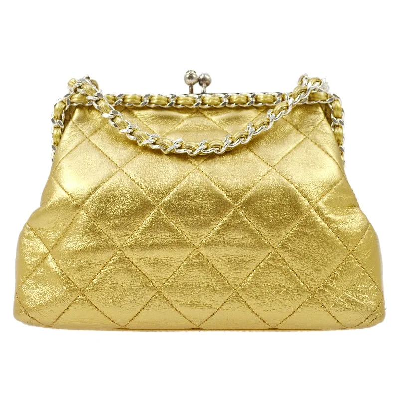 Chanel Classic Flap Bag for Evening PartyCHANEL 1994-1996 Gold Lambskin SHW Kisslock Shoulder Bag