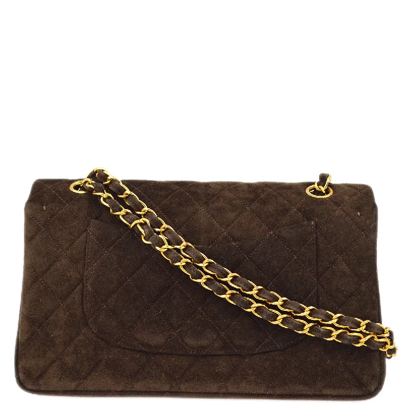 Chanel classicChanel Brown Suede Medium Classic Double Flap Shoulder Bag