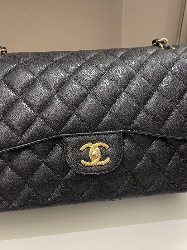 Chanel Vintage Inspired Handbag for Retro LoversChanel Classic Quilted Jumbo Double Flap Black Caviar