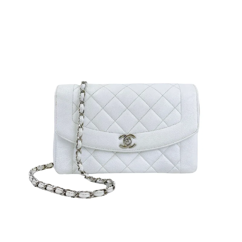 Chanel bags with iconic stitching detailsMedium Diana Flap Caviar White SHW