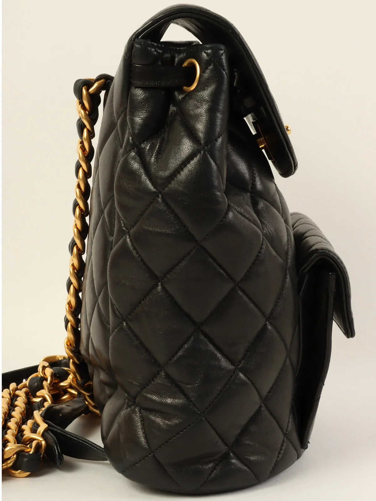 Chanel Classic Flap Bag for Evening PartyCHANEL Around 1997 Made Double Turn-Lock Backpack Black