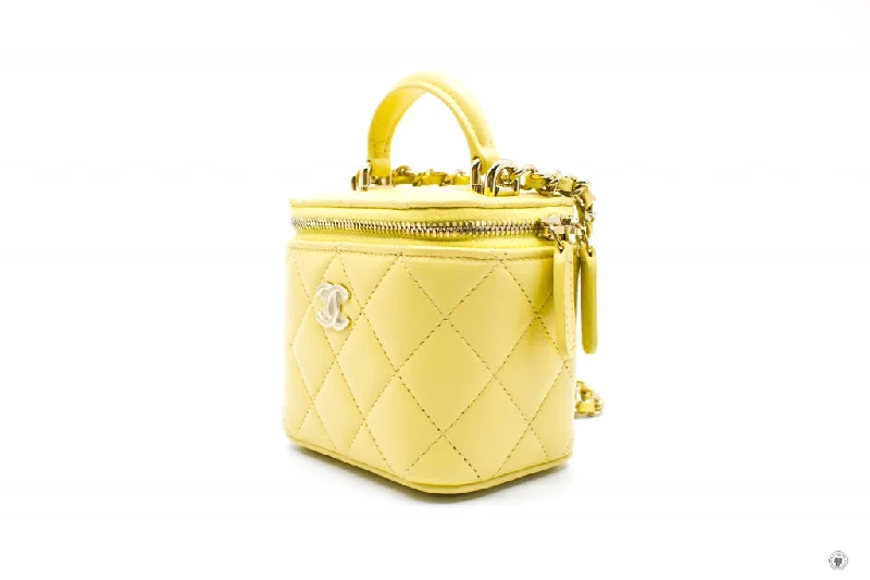 Chanel Small Crossbody Bag for TravelChanel AP2198B06660 Small Vanity Case Yellow   NG754 Calfskin Shoulder Bags Ghw