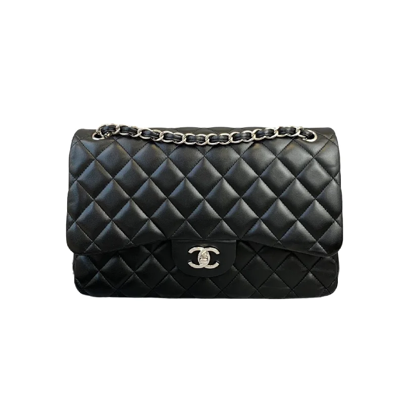 Chanel bags with intricate metal hardwareClassic Flap Jumbo Lambskin Black SHW