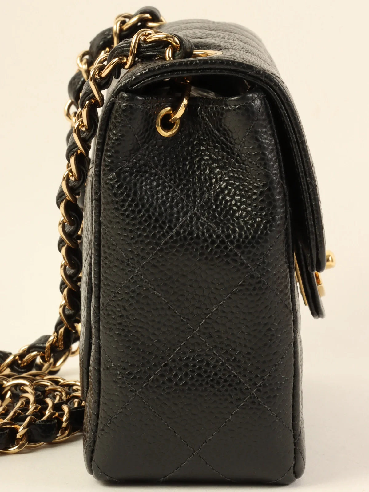 Chanel Lightweight Handbag for Daily ErrandsCHANEL Around 2003 Made Caviar Skin Classic Flap Chain Bag Mini Black