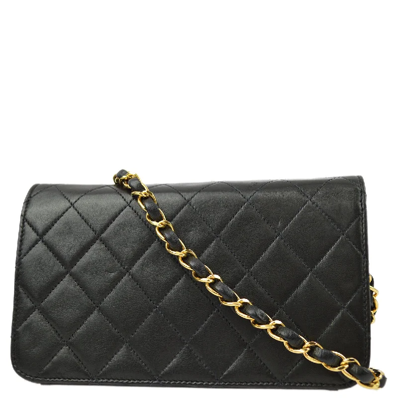 Chanel Small Crossbody Bag for TravelChanel Black Lambskin Pushlock Mini Full Flap Shoulder Bag