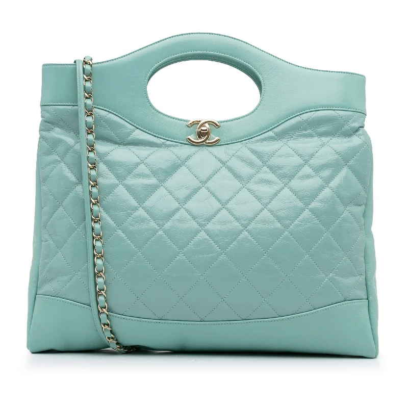 Chanel Vintage Inspired Handbag for Retro LoversChanel 31 Bag Large Light Blue Calfskin Silver