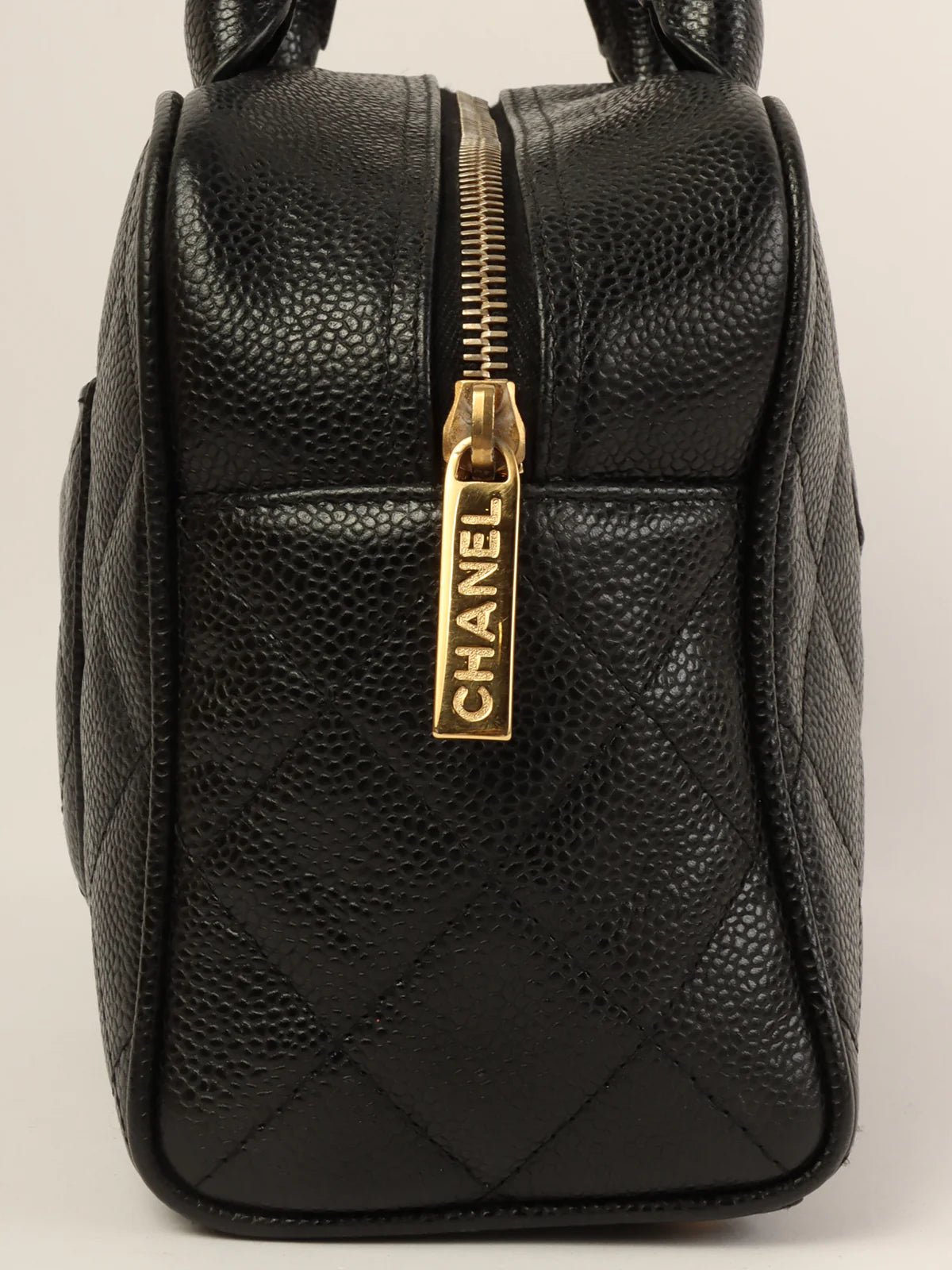 Chanel New Arrival Handbag with Gold HardwareCHANEL Around 1998 Made Caviar Skin Cc Mark Stitch Boston Bag Black