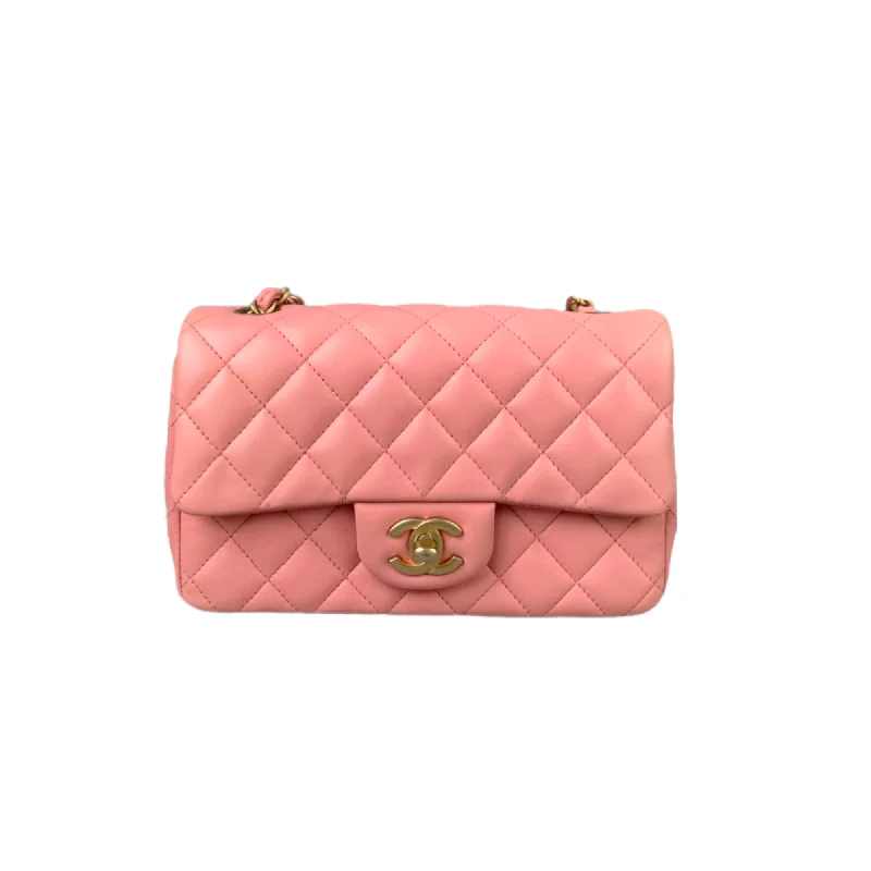 Chanel bags available in bold colors and patternsClassic Double Flap Mini Rectangle Lambskin Pink GHW