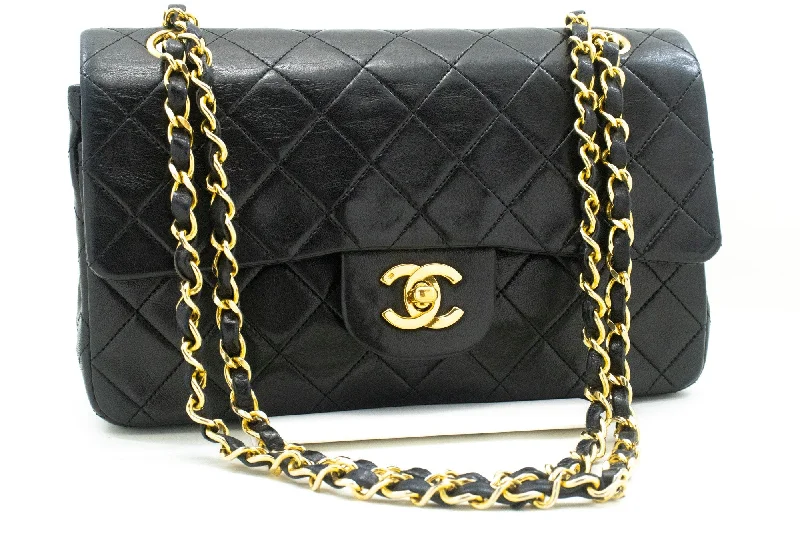 Chanel leather bags for everydCHANEL Classic Double Flap 9" Chain Shoulder Bag Black Lambskin