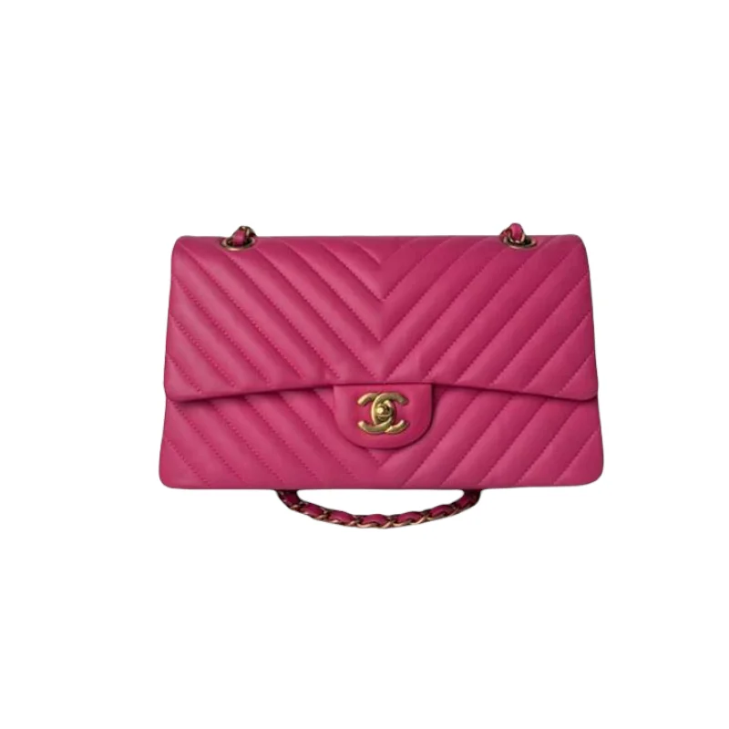 Chanel bags for women with a taste for high fashionClassic Chevron Double Flap Medium Lambskin Pink GHW