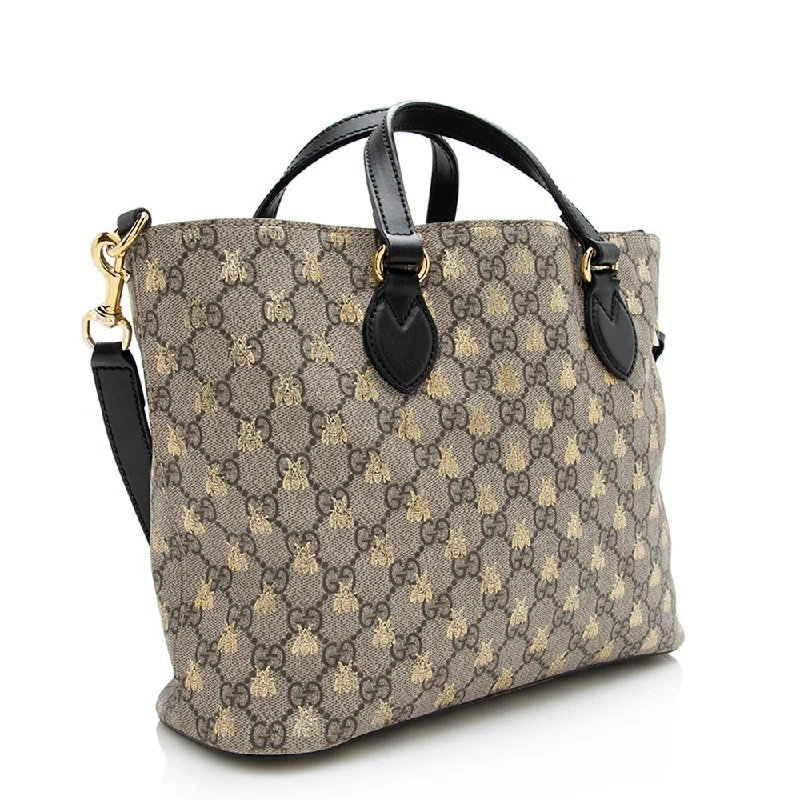 Ladies Gucci shoulder bags with a magnetic - closure flapGucci GG Supreme Bee Soft Small Tote - FINAL SALE (21208)