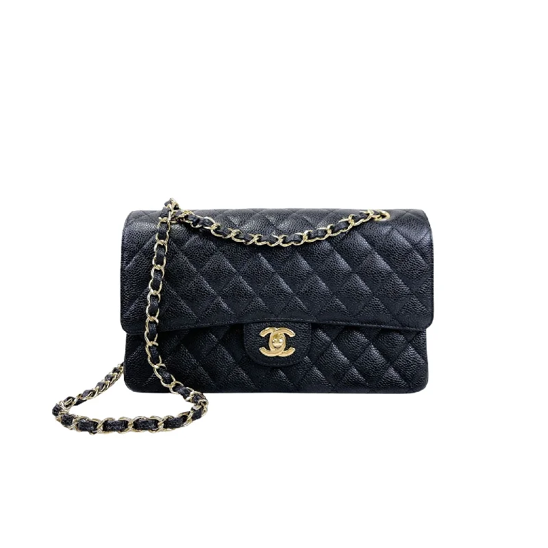 Chanel bags with adjustable chain strapsClassic Flap Caviar Medium Black GHW