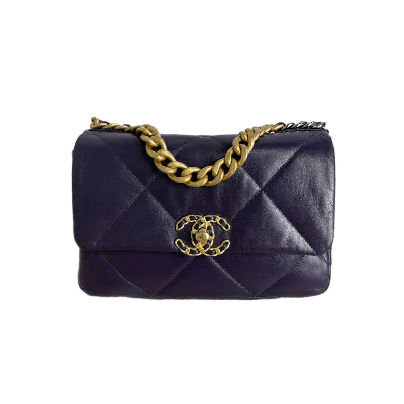 Chanel Small Crossbody Bag for TravelChanel 19 Lambskin Indigo GHW