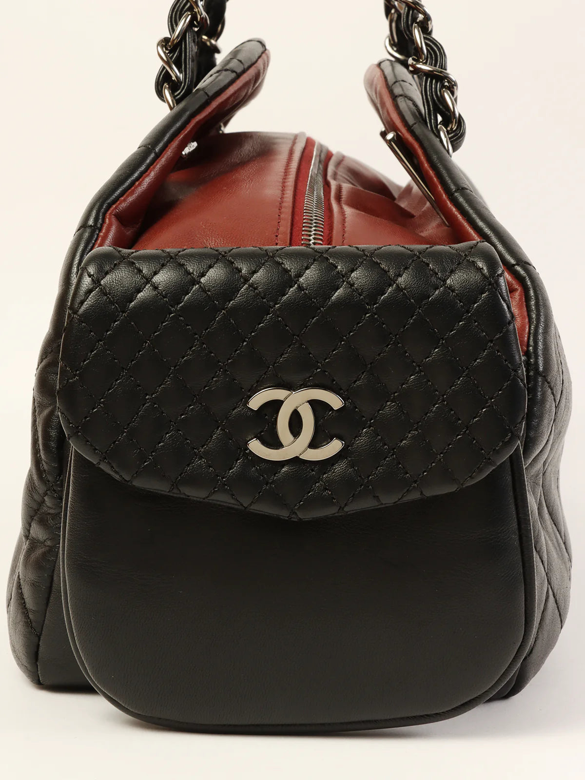 Chanel Designer Handbag with Unique DesignCHANEL Around 2007 Made Double Pockets Cc Mark Plate Chain Shoulder Bag Black