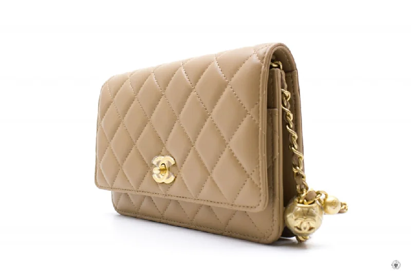 Chanel bags perfect for everyday elegChanel AP1450B02916 Wallet ON Chain Woc With Golden Ball  Beige   NJ528 Lambskin Shoulder Bags Gbhw