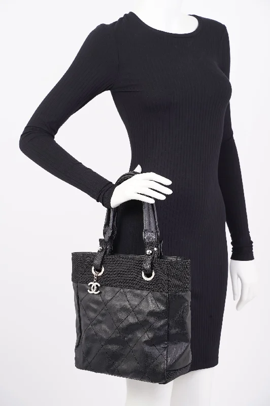 Chanel bags with iconic stitching detailsChanel Paris Biarritz Tote Black Canvas