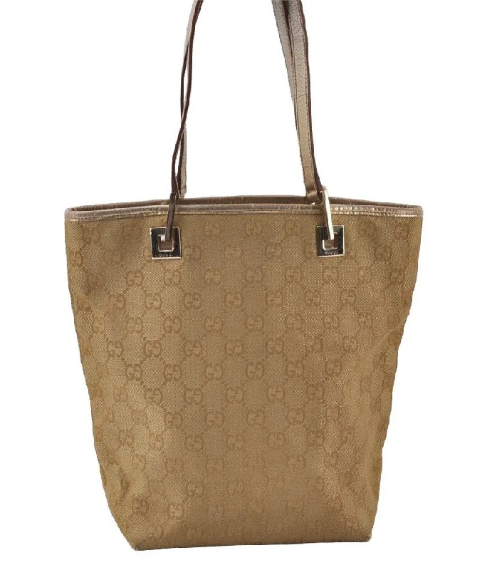 Gucci Marmont bags for women with quilted leather exteriorsAuthentic GUCCI Vintage Shoulder Tote Bag GG Canvas Leather 0021099 Gold 0823J