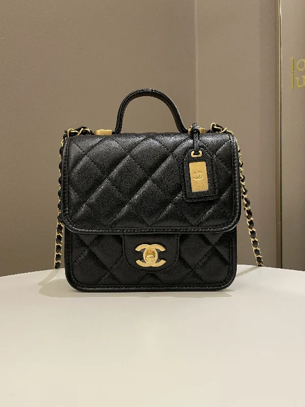 Chanel bags with the perfect balance of luxury and functionalityChanel 22K Flap with Top Handle Black Caviar