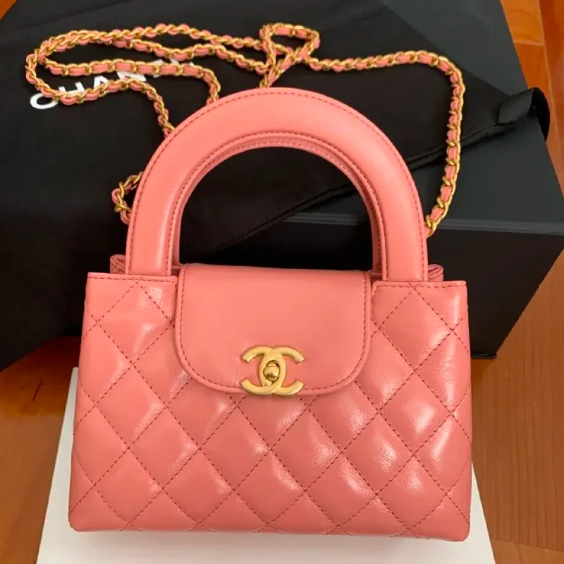 Chanel Luxury Handbag for High - End EventsChanel Kelly Top Handle Shopping Bag Quilted Shiny Aged Calfskin Mini