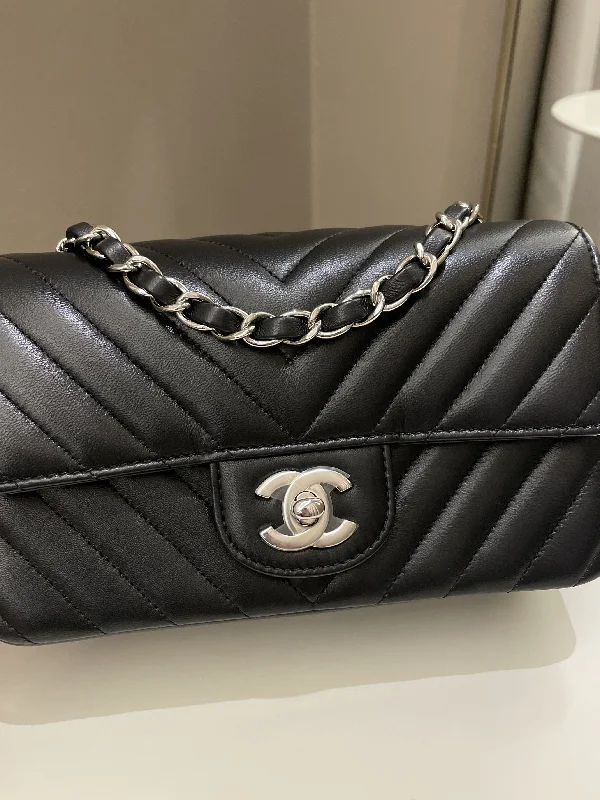 Chanel classicChanel Classic Chevron Mini Rectangular Black Lambskin