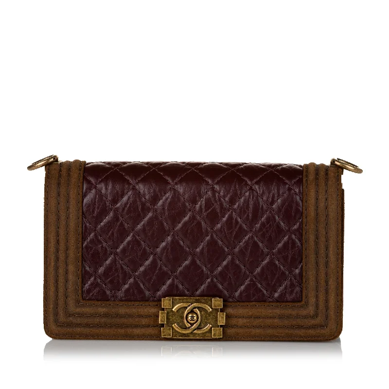 Chanel All - Match Handbag for Versatile StylingChanel Boy Flap Brown Lambskin Gold