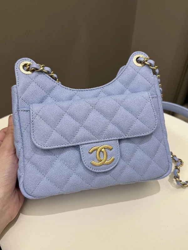 Chanel leather bags for everydChanel Small Hobo Bag Periwinkle Caviar