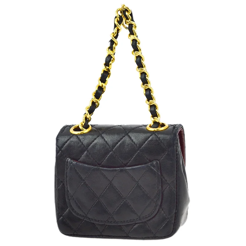 Chanel Designer Handbag with Unique DesignChanel Black Lambskin Classic Flap Micro Bag