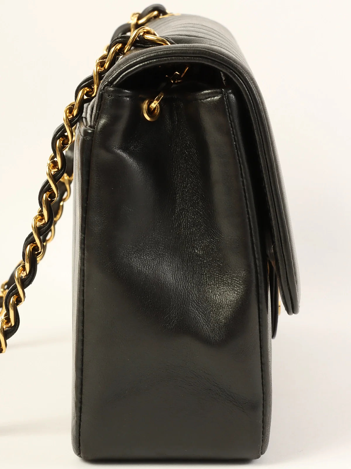 Chanel leather bags for everydCHANEL Around 1992 Made Mademoiselle Stitch Turn-Lock Chain Bag Black