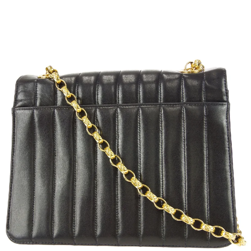 Chanel Quilted Leather Shoulder Bag for FashionistasChanel * 1991-1994 Black Lambskin Mini Vertical Stitch Flap Bag