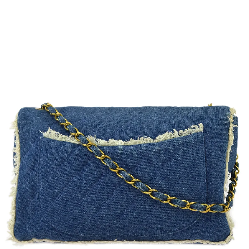 Chanel Lightweight Handbag for Daily ErrandsChanel 1997-1999 Blue Denim Maxi Straight Flap Bag