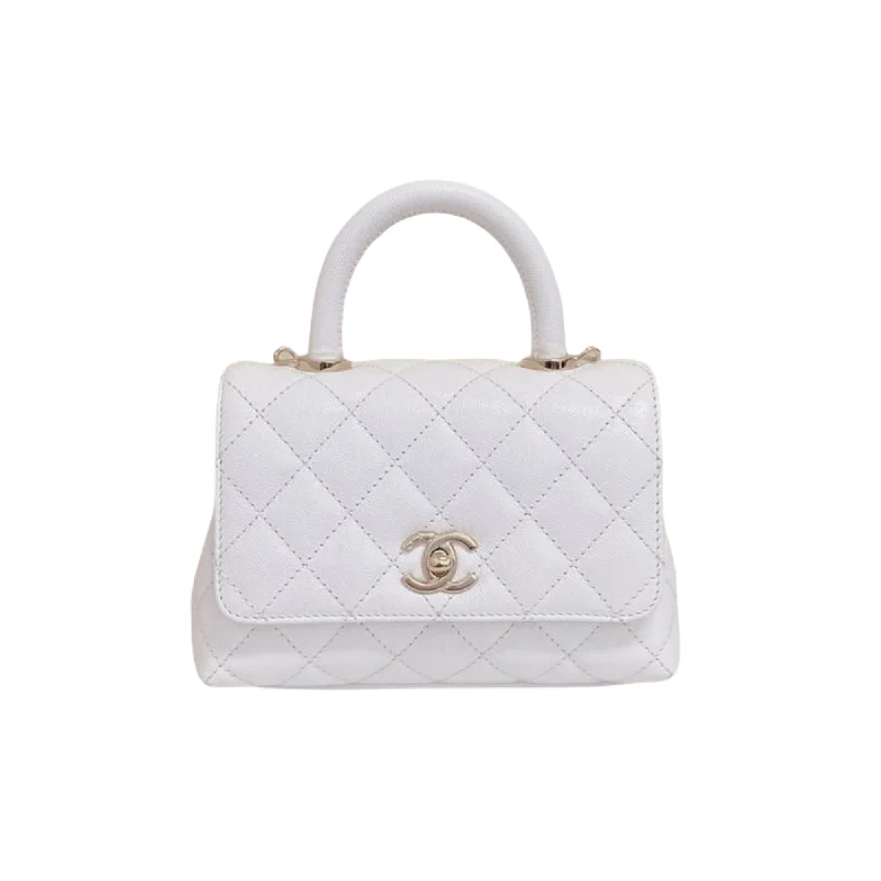 Chanel Limited Edition Handbag for CollectorsCoco Handle Mini Caviar White LGHW