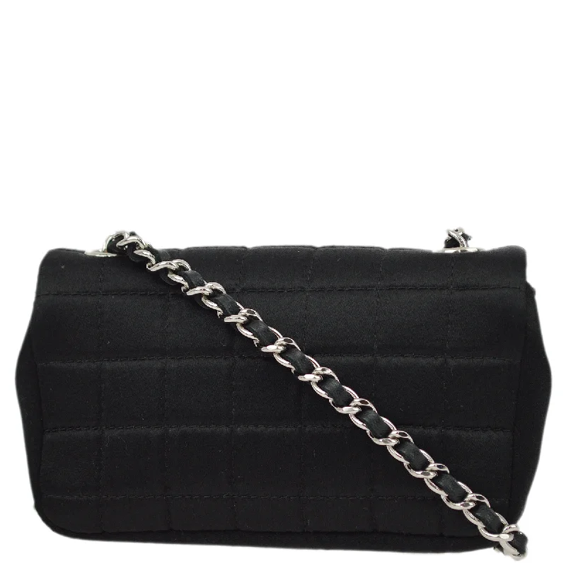 Chanel bags available at online luxury retaileChanel Black Satin Choco Bar Single Chain Shoulder Bag