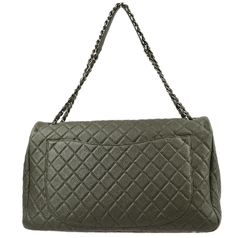 Chanel bags with intricate metal hardwareChanel Gray Calfskin XXL Single Flap Shoulder Bag