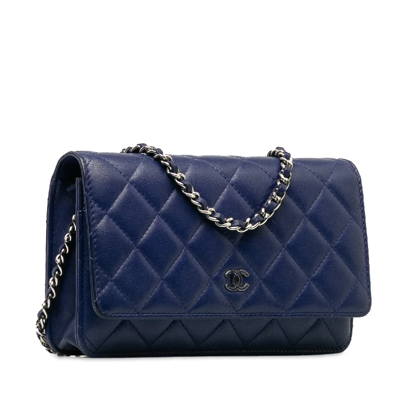 Chanel bags perfect for everyday elegChanel Wallet On Chain Blue Lambskin Silver