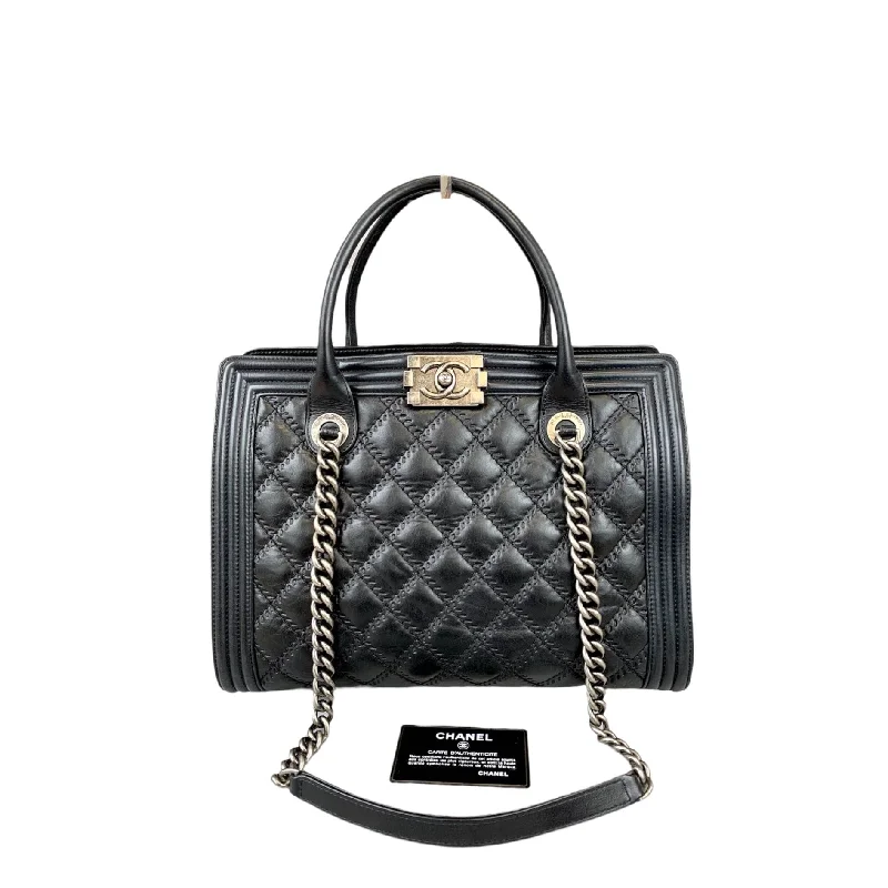 Chanel bags with exclusive seasonal releasesDouble Stitched Boy Calf Tote Black RHW