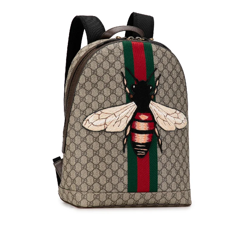 Women Gucci bags with a zippered interior pocketGucci GG Supreme Animalier Web Backpack TR6kCr)