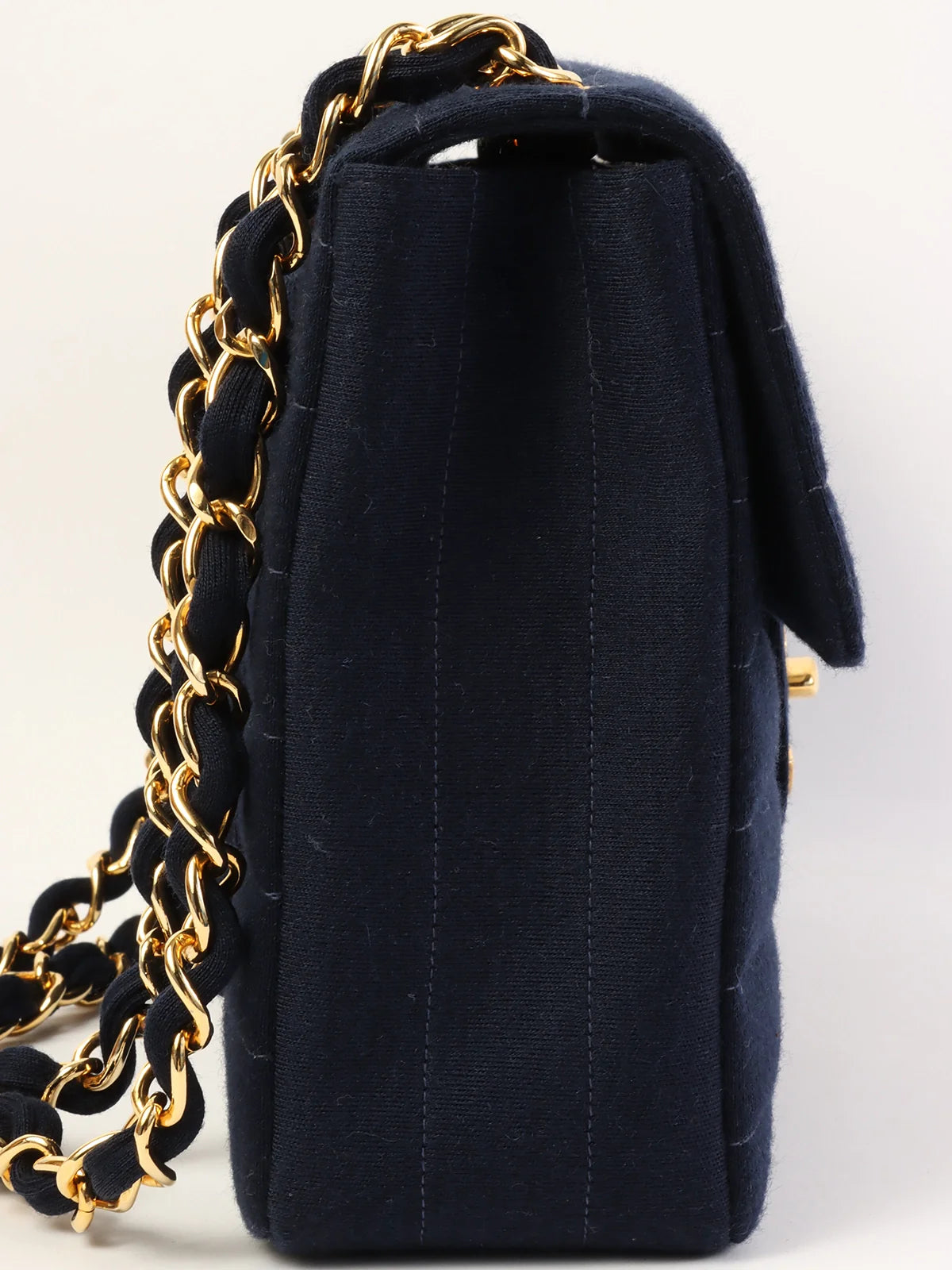 Chanel bags for women who love timeless fashionCHANEL Around 1995 Made Jersey Straight Flap Chain Bag Jumbo Navy