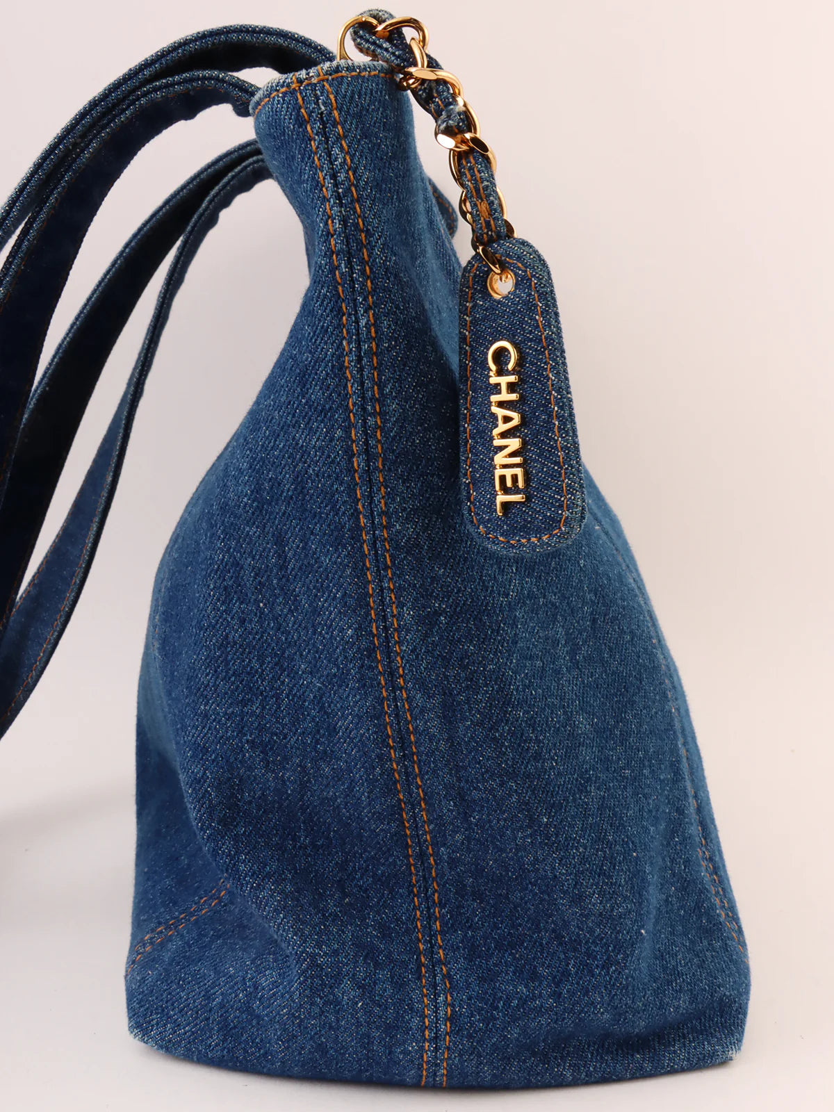 Chanel bags sale 2025CHANEL Around 1997 Made Denim Cc Mark Stitch Tote Bag Indigo