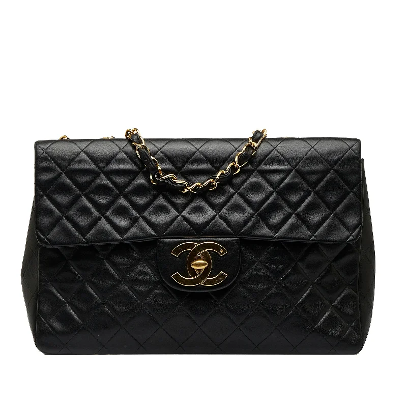 Chanel Small Crossbody Bag for TravelChanel Classic Single Flap Jumbo Black Lambskin Gold