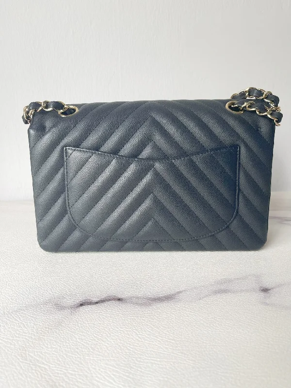 Chanel bags with exclusive seasonal designs and materialsChanel 19S Classic Small Double Flap Black Matte Chevron Caviar with light gold hardware