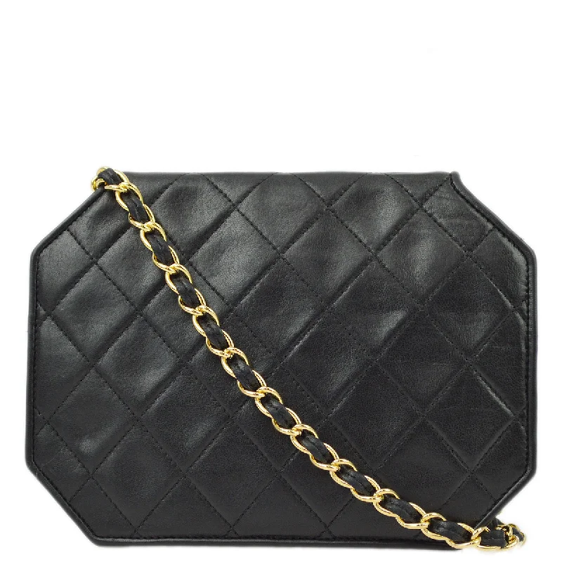 Chanel Quilted Leather Shoulder Bag for FashionistasChanel Black Lambskin Octagon Chain Shoulder Bag