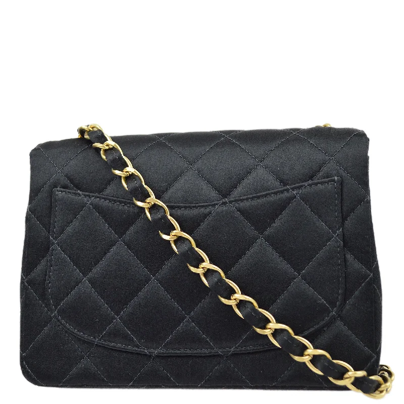 Chanel bags with classic and elegant designsChanel Black Satin Mini Classic Square Flap Shoulder Bag 17