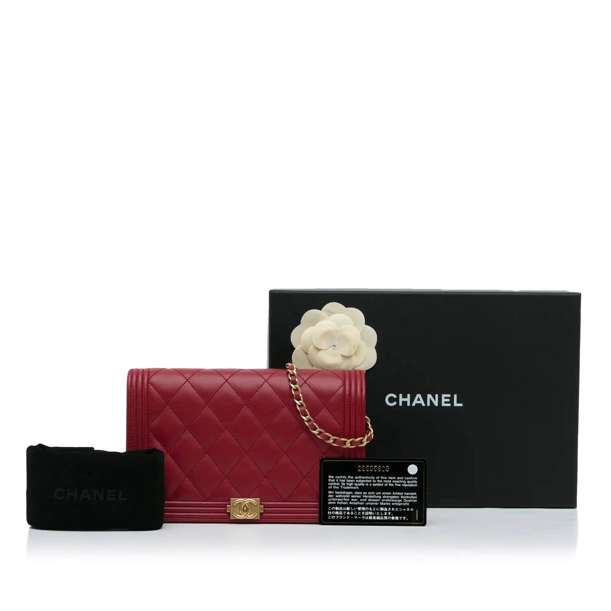 Chanel bags as wedding day accessoriesChanel Boy Wallet on Chain Red Lambskin Gold