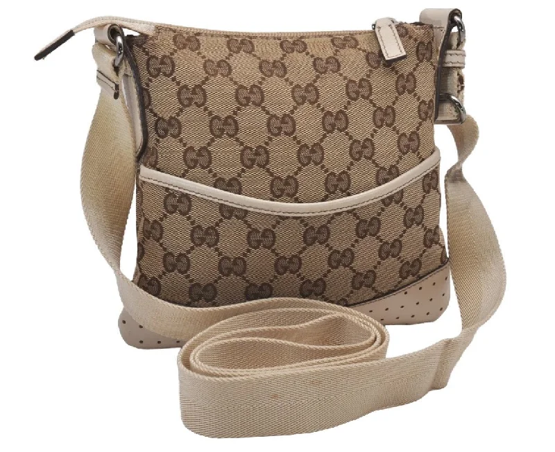 Ladies Gucci Dionysus bags with a chain - link shoulder strapAuthentic GUCCI Shoulder Cross Body Bag GG Canvas Leather 147671 Brown 9543I