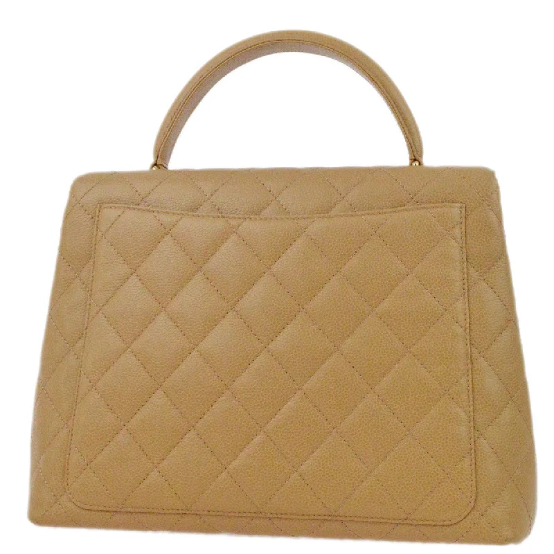 Chanel bags with intricate metal hardwareChanel Beige Caviar Kelly Handbag