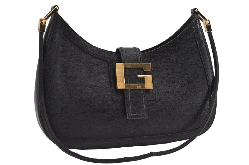 Women Gucci Sylvie bags with a detachable ribbon detailAuthentic GUCCI Vintage Shoulder Bag Purse Leather 0014141 Black 9474I