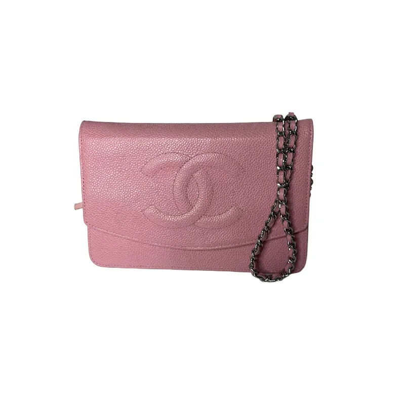 Chanel bags as wedding day accessoriesCHANEL Pink Caviar Wallet On Chain